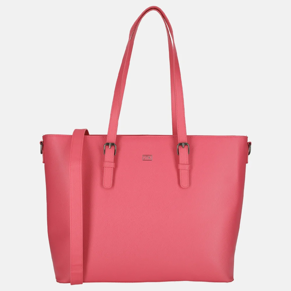 Duifhuizen Saffiano shopper met laptopvak L fuchsia bij Duifhuizen